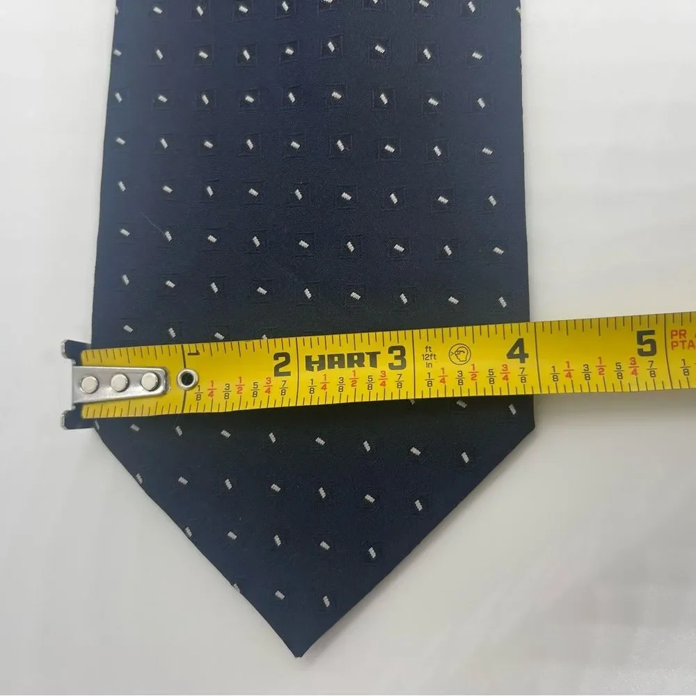 Vintage Calabrese Navy White Polka Dots Italian Necktie